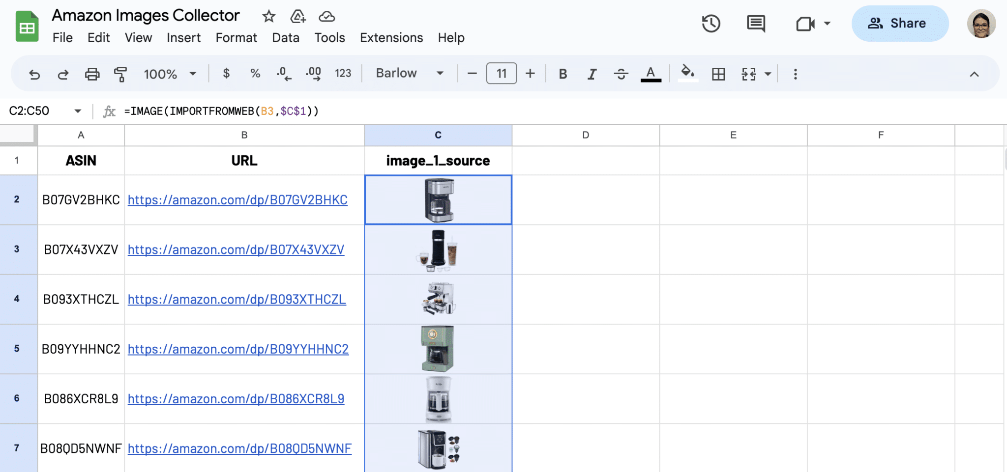 Drag down to copy formula