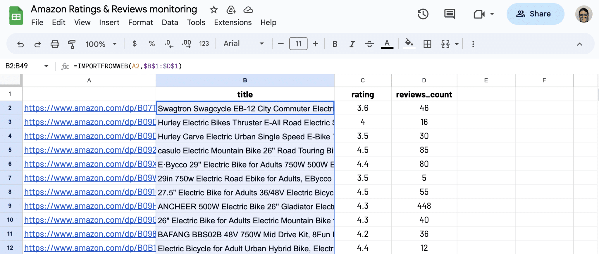 Drag down to copy formula