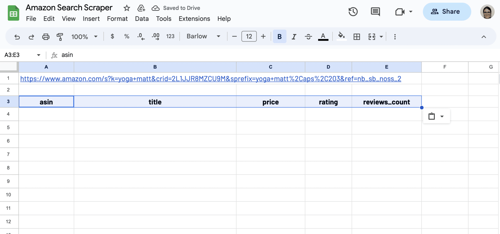 Input Amazon data selectors