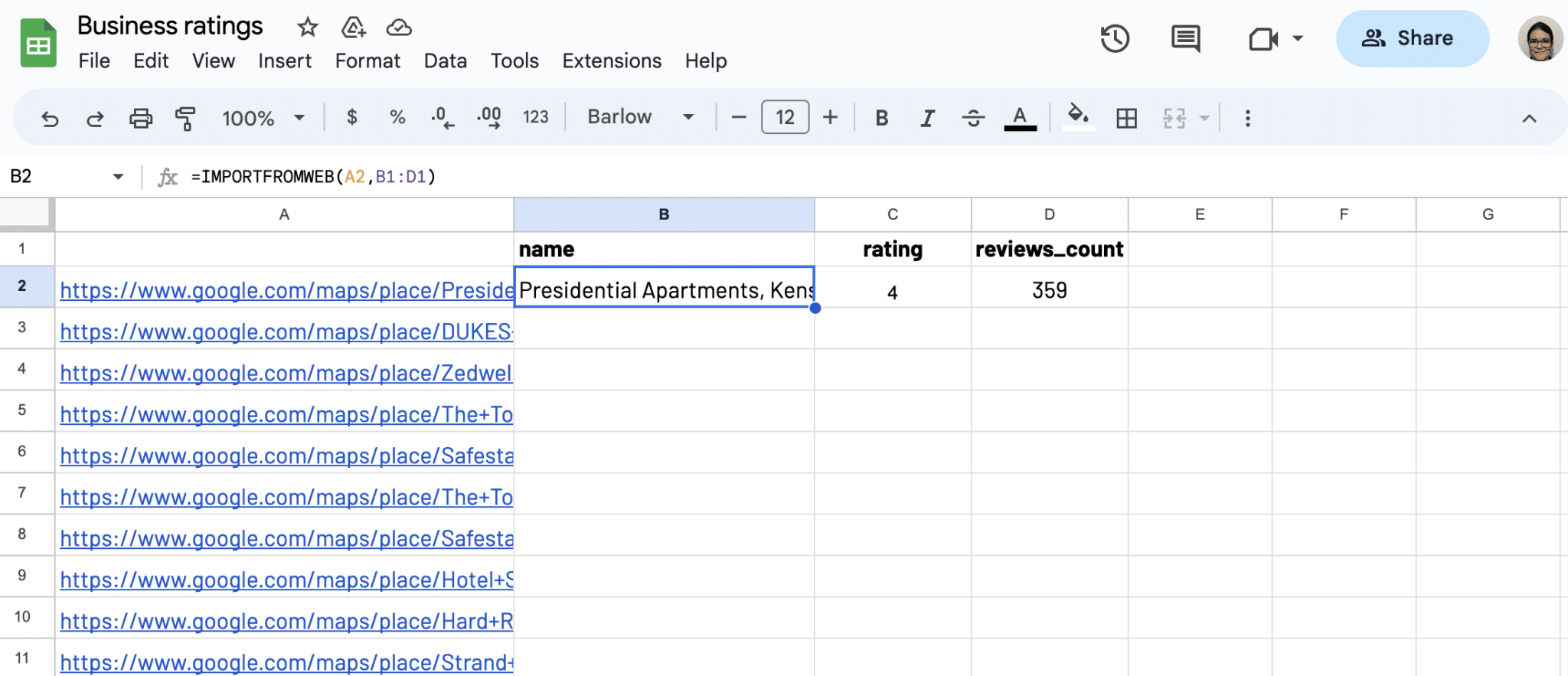 Write the IMPORTFROMWEB() function