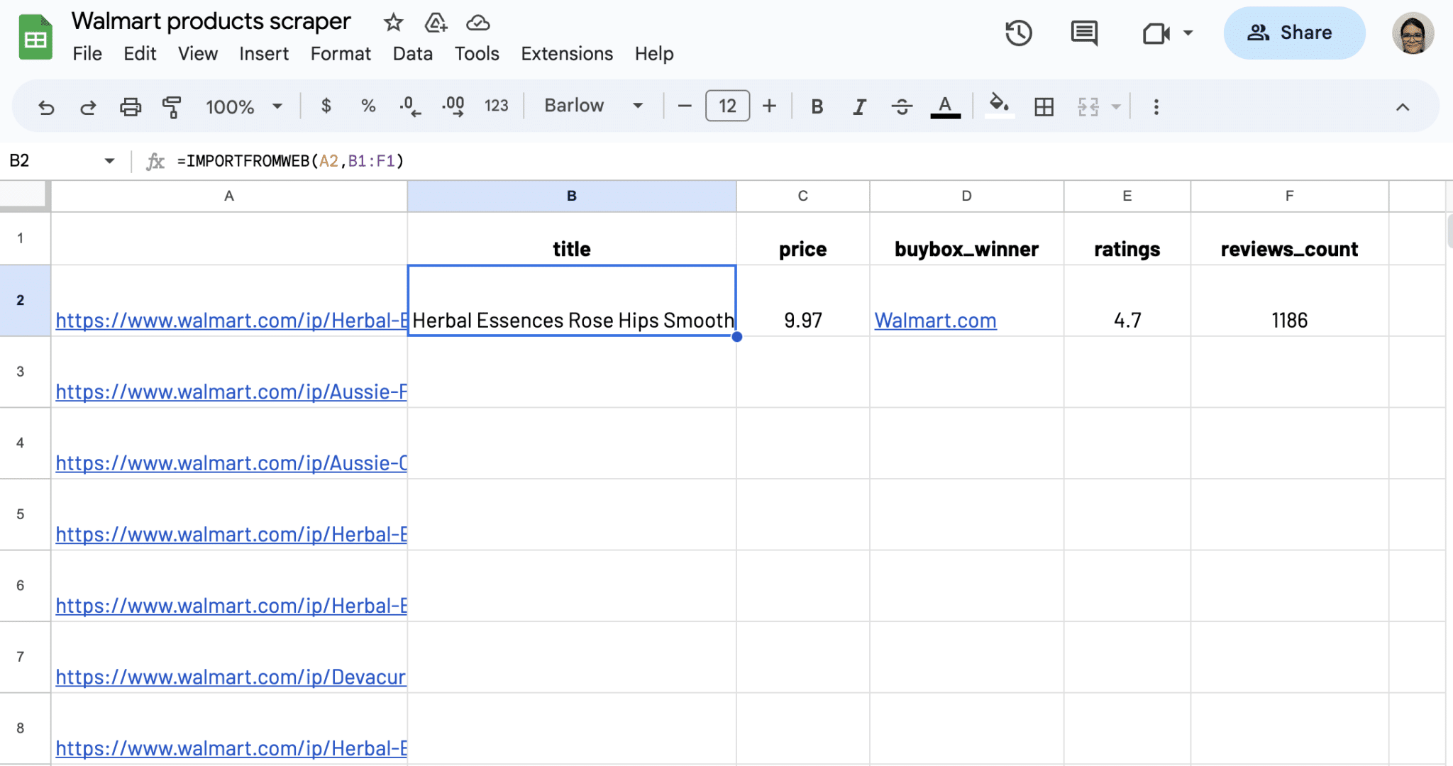 Write IMPORTFROMWEB() function
