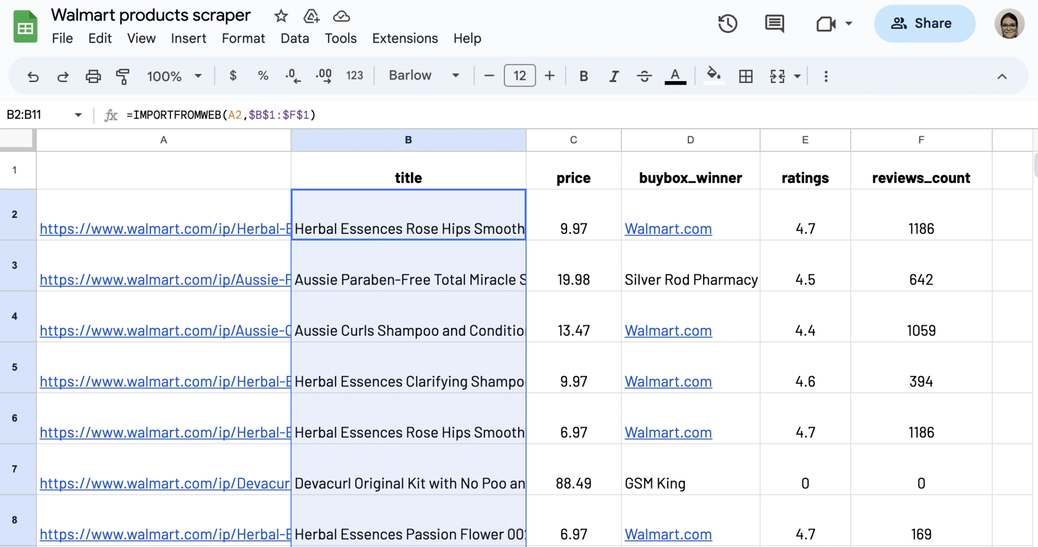 Drag down to copy formula
