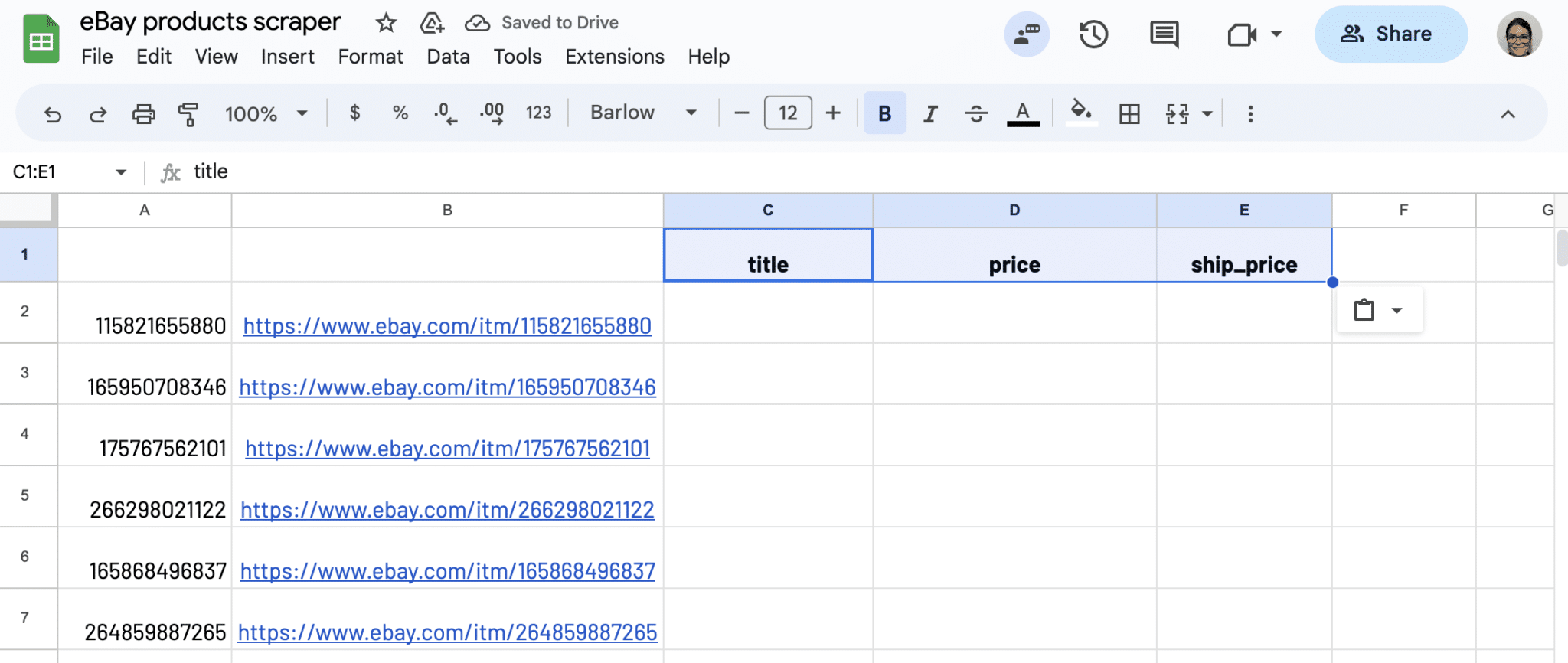 Input the data selectors