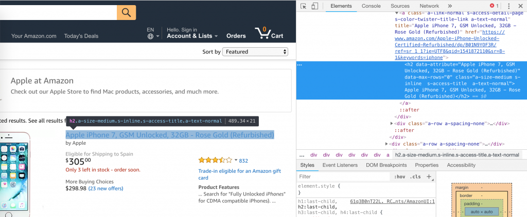 chrome developer select element 1