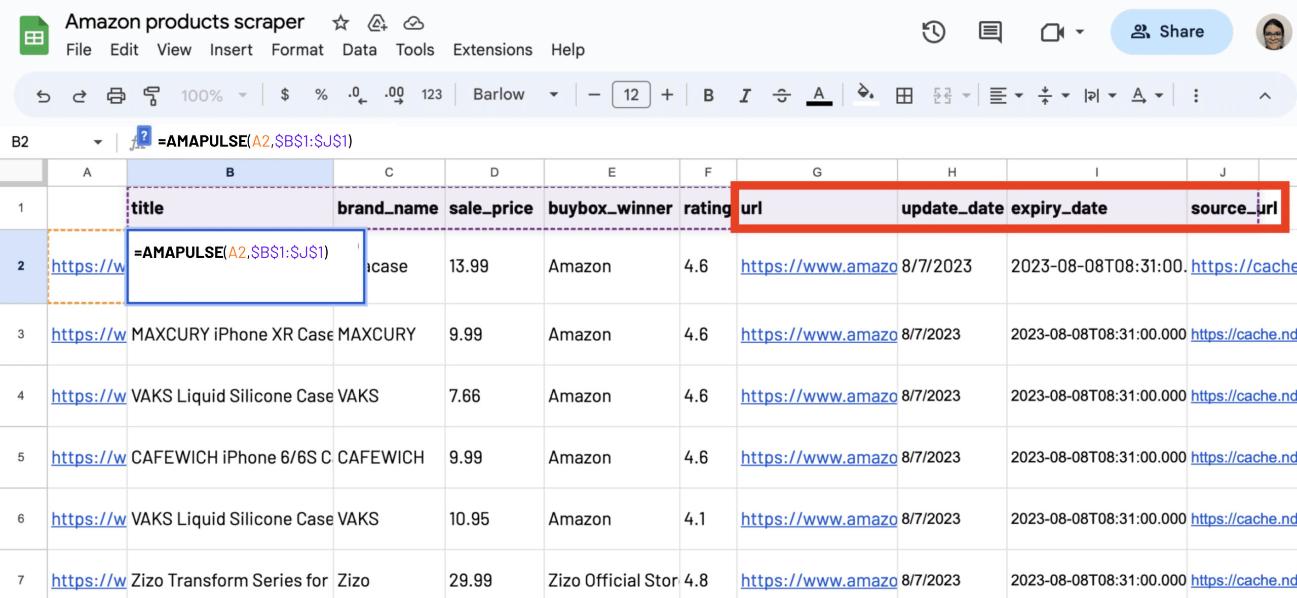 meta data screen