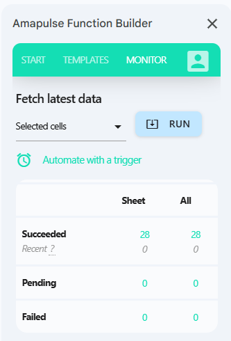 Amapulse sidebar - monitor your function
